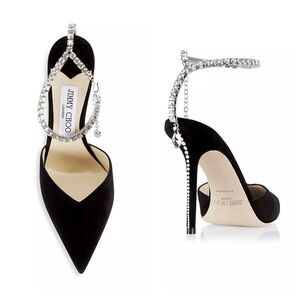 Jimmy Choo Saeda Suede Crystal Pump
